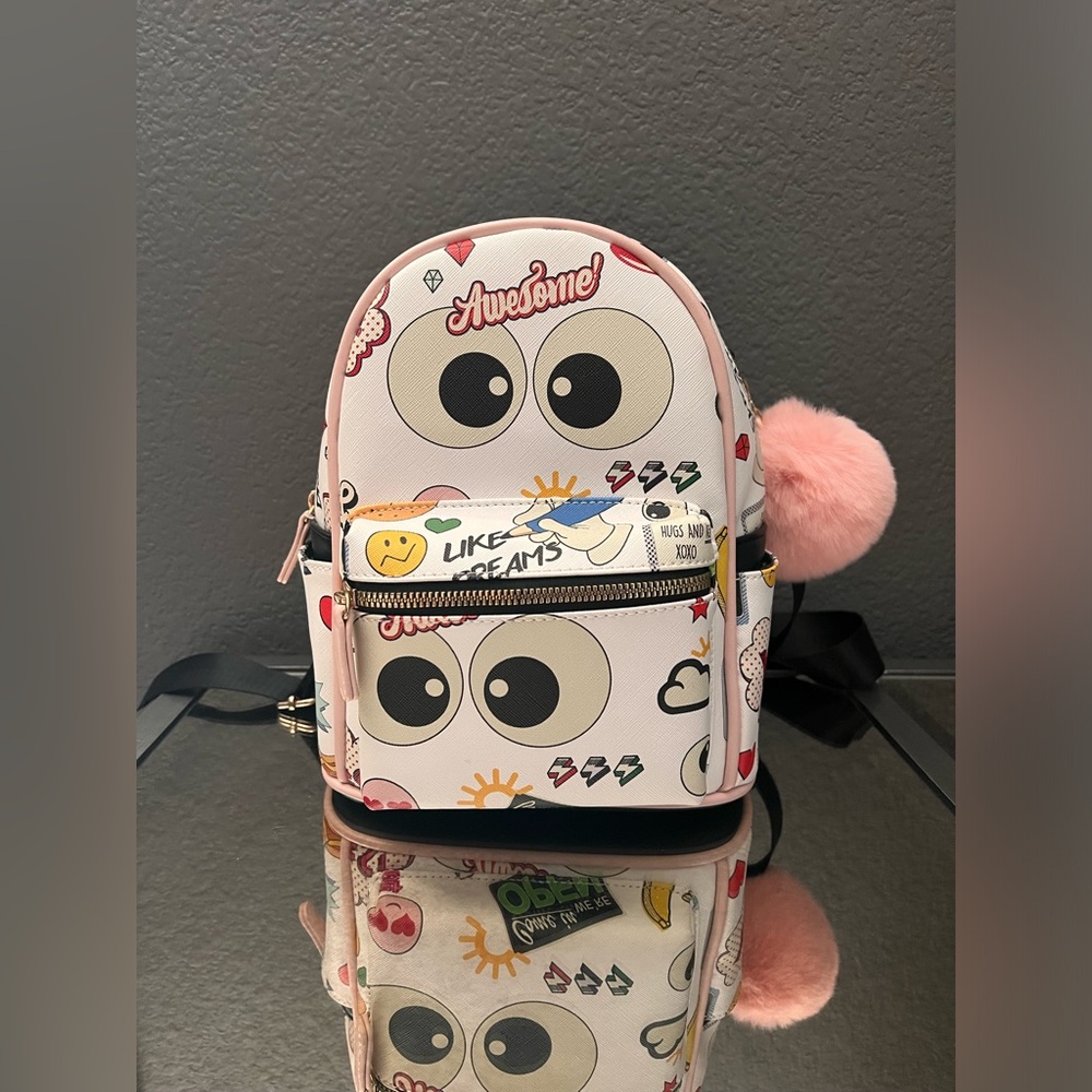 Like Dreams Animated Cartoon Saffiano Vegan Leather Mini Backpack